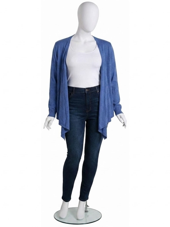 NIC+ZOE Sweaters - NIC+ZOE Blue Open Front Draped Waterfall Hem Cardigan Sweater Size L